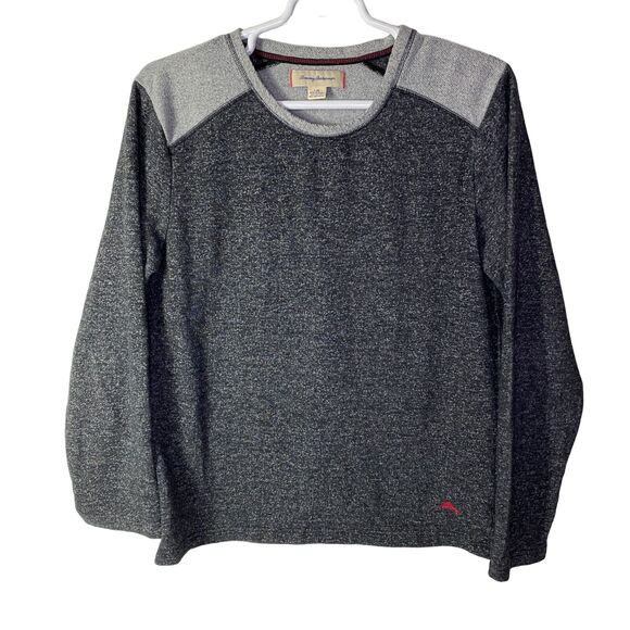 Tommy Bahama Men's Large Sweatshirt Crewneck Gray Heathered Cotton Blend EUC - Picture 1 of 5